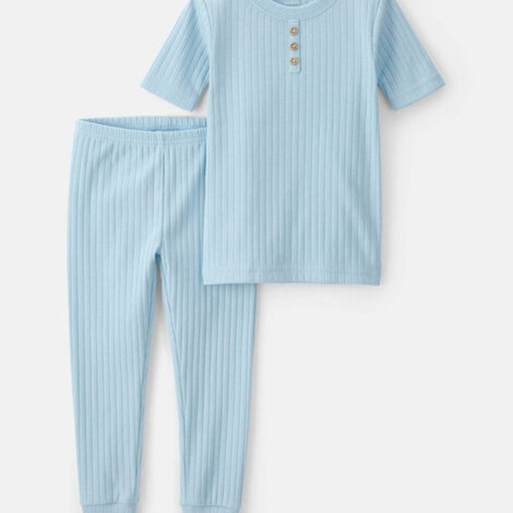 NWT 12M Carters Light Blue Ribbed Pajama Set
